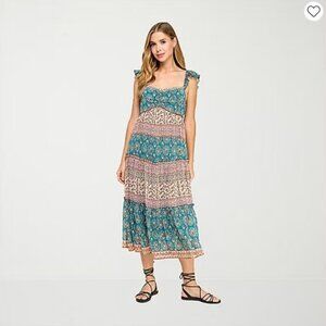 Sleeveless Paisley Midi Flare Dress